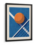 Perspectiva de cancha de tenis minimalista: pelota naranja y red - Daniel Coulmann | Cuadro decorativo de Canvas Lab