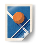Perspectiva de cancha de tenis minimalista: pelota naranja y red - Daniel Coulmann | Cuadro decorativo de Canvas Lab