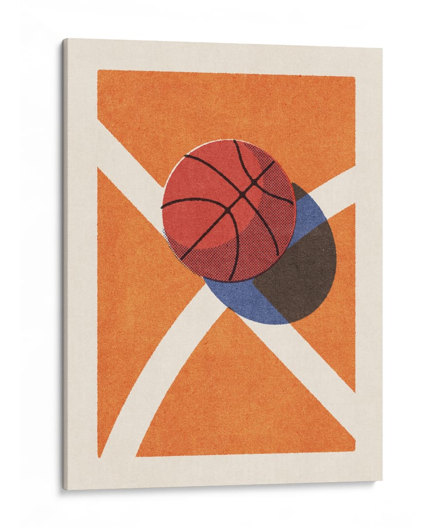 Baloncesto y líneas de cancha pop art - Daniel Coulmann | Cuadro decorativo de Canvas Lab