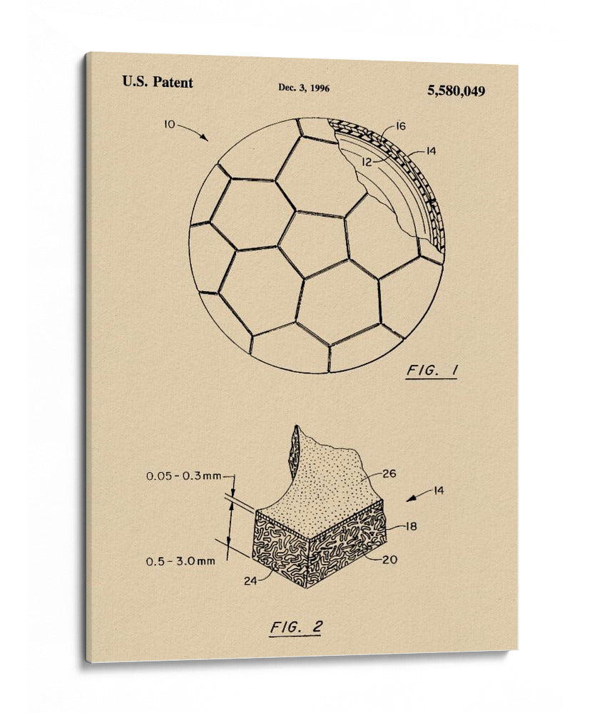 Patente de un balón de futbol antiguo - Andreas Magnusson | Cuadro decorativo de Canvas Lab