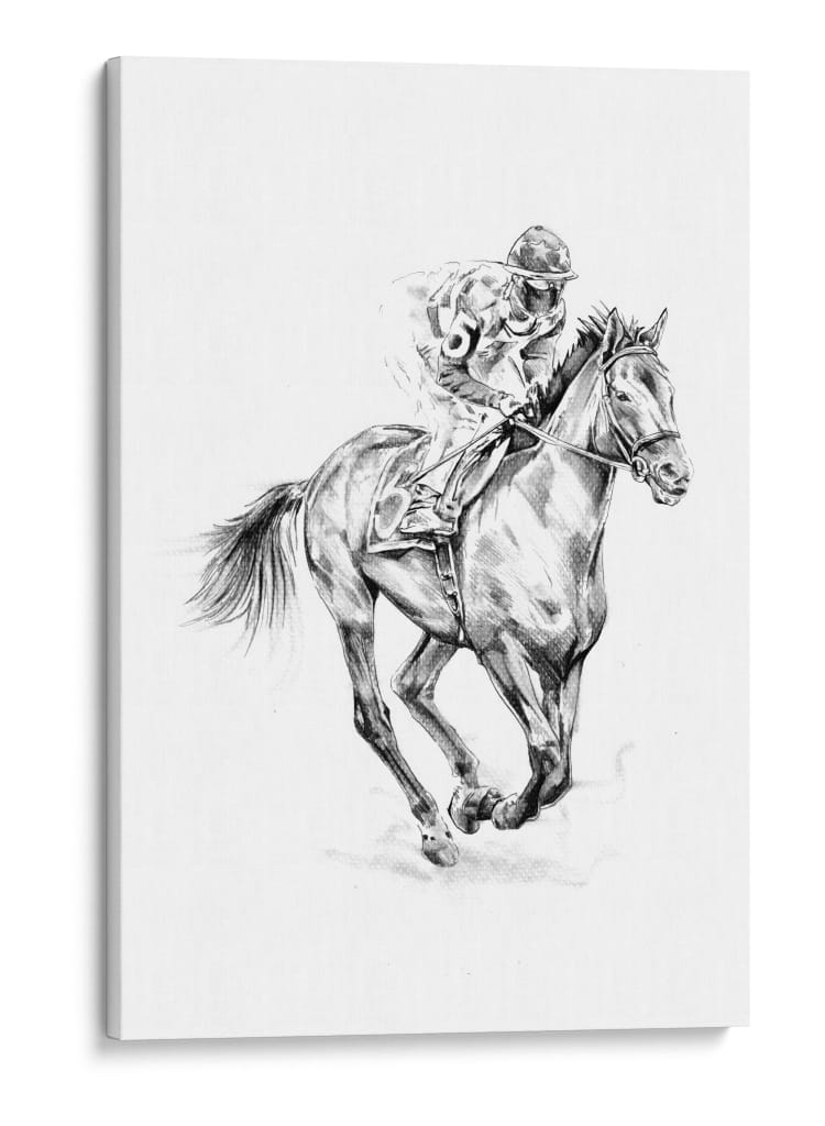 Dibujo dinámico de un caballo de carreras - Kulik | Cuadro decorativo de Canvas Lab