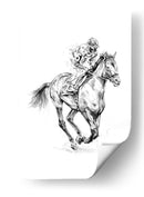 Dibujo dinámico de un caballo de carreras - Kulik | Cuadro decorativo de Canvas Lab