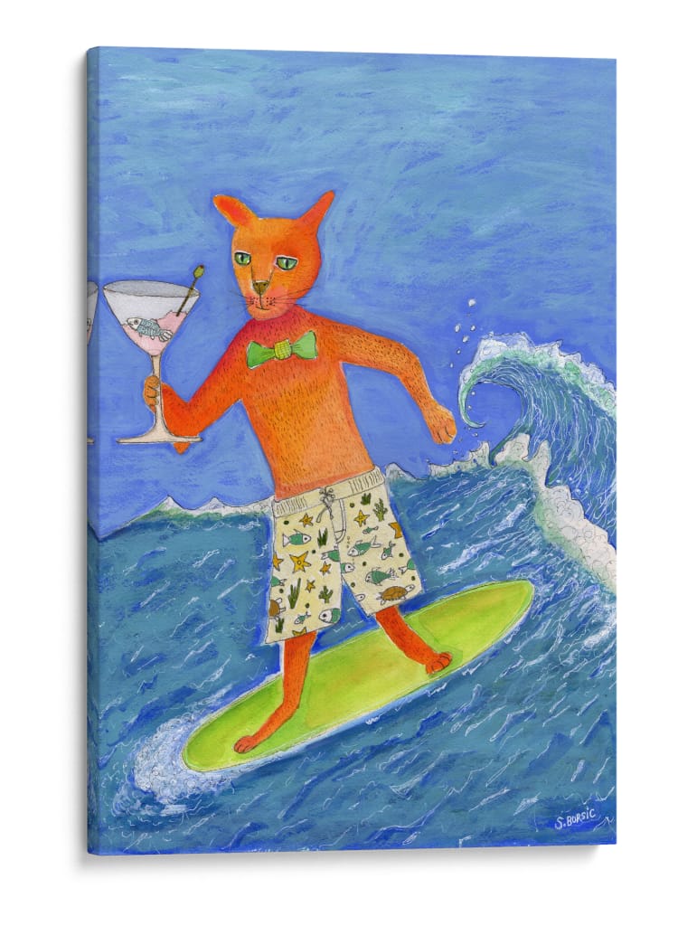 Gato surfista martini - Sharyn Bursic | Cuadro decorativo de Canvas Lab