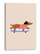 Perro salchicha patinando - Maren Gross | Cuadro decorativo de Canvas Lab