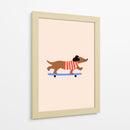 Perro salchicha patinando - Maren Gross | Cuadro decorativo de Canvas Lab