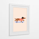 Perro salchicha patinando - Maren Gross | Cuadro decorativo de Canvas Lab