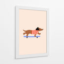 Perro salchicha patinando - Maren Gross | Cuadro decorativo de Canvas Lab