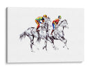 Jinetes coloridos, caballos en blanco y negro - Kulik | Cuadro decorativo de Canvas Lab