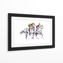 Jinetes coloridos, caballos en blanco y negro - Kulik | Cuadro decorativo de Canvas Lab