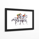Jinetes coloridos, caballos en blanco y negro - Kulik | Cuadro decorativo de Canvas Lab