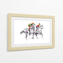Jinetes coloridos, caballos en blanco y negro - Kulik | Cuadro decorativo de Canvas Lab