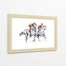 Jinetes coloridos, caballos en blanco y negro - Kulik | Cuadro decorativo de Canvas Lab