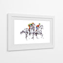 Jinetes coloridos, caballos en blanco y negro - Kulik | Cuadro decorativo de Canvas Lab
