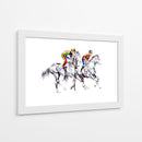 Jinetes coloridos, caballos en blanco y negro - Kulik | Cuadro decorativo de Canvas Lab