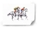 Jinetes coloridos, caballos en blanco y negro - Kulik | Cuadro decorativo de Canvas Lab