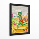 Pizza de patineta de gato verde - Sharyn Bursic | Cuadro decorativo de Canvas Lab