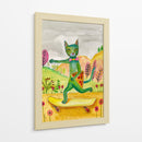 Pizza de patineta de gato verde - Sharyn Bursic | Cuadro decorativo de Canvas Lab