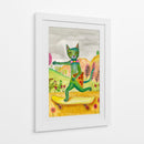 Pizza de patineta de gato verde - Sharyn Bursic | Cuadro decorativo de Canvas Lab