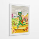 Pizza de patineta de gato verde - Sharyn Bursic | Cuadro decorativo de Canvas Lab