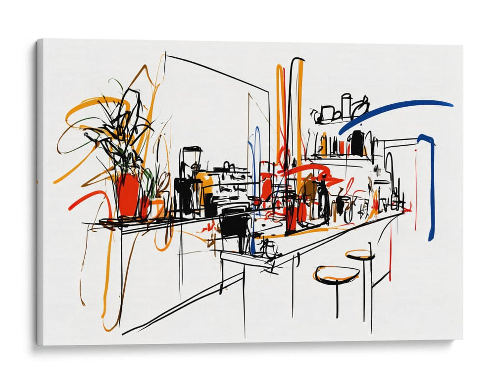 Cafetería en garabatos - DIEGO D L | Cuadro decorativo de Canvas Lab