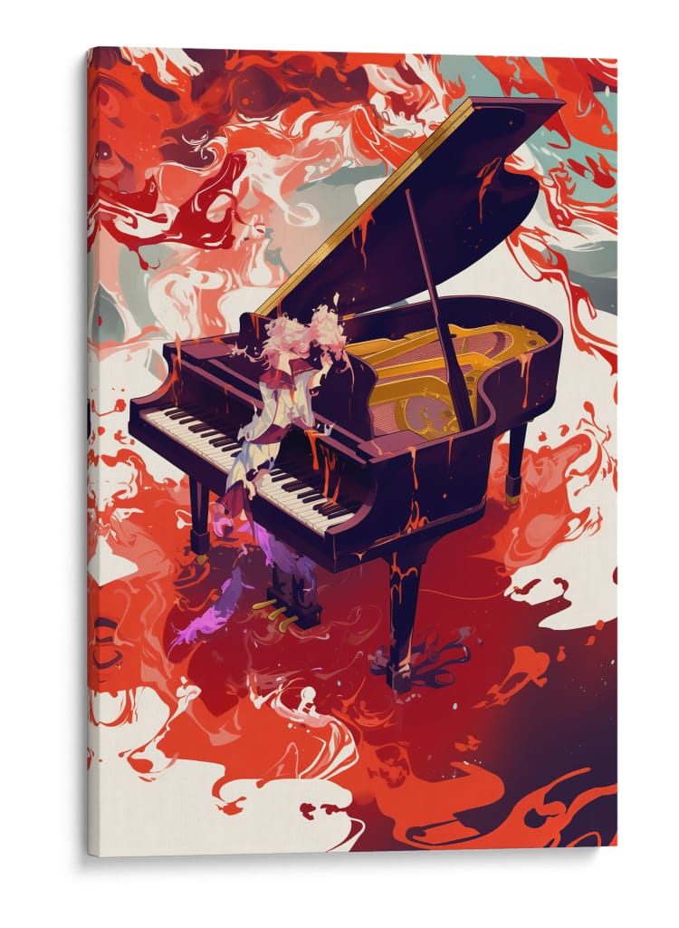 Piano en fondo rojo - DIEGO D L | Cuadro decorativo de Canvas Lab