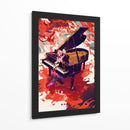 Piano en fondo rojo - DIEGO D L | Cuadro decorativo de Canvas Lab