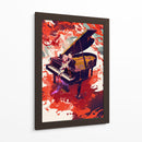 Piano en fondo rojo - DIEGO D L | Cuadro decorativo de Canvas Lab