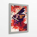 Piano en fondo rojo - DIEGO D L | Cuadro decorativo de Canvas Lab