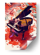 Piano en fondo rojo - DIEGO D L | Cuadro decorativo de Canvas Lab
