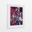 Trio Tanjiro, Nezuko, Muzan - Sae Art | Cuadro decorativo de Canvas Lab