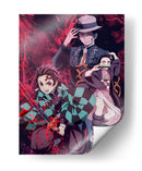 Trio Tanjiro, Nezuko, Muzan - Sae Art | Cuadro decorativo de Canvas Lab