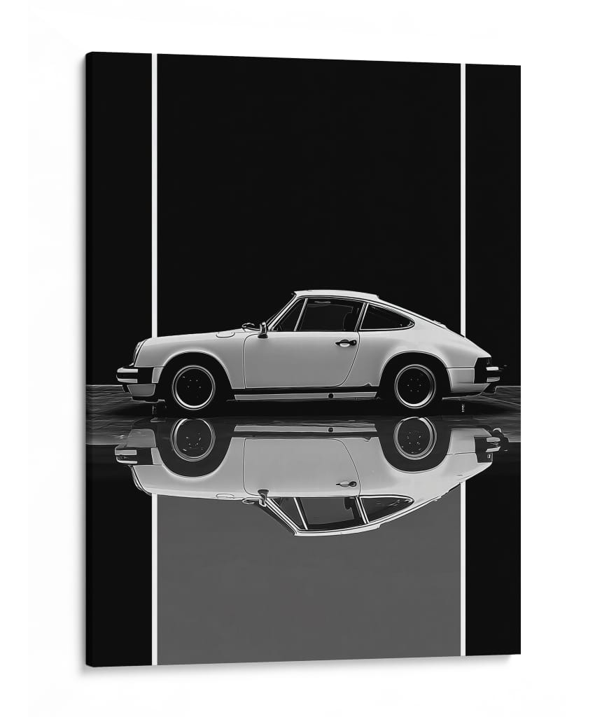 Porsche 911: Reflejo Monocromo - Sae Art | Cuadro decorativo de Canvas Lab
