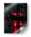 Explorador Carmesí: Jeep en la Niebla - Sae Art | Cuadro decorativo de Canvas Lab