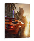 Atardecer de Neón: Lamborghini Countach - Sae Art | Cuadro decorativo de Canvas Lab