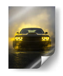 Furia Dorada: Dodge Challenger entre la Niebla - Sae Art | Cuadro decorativo de Canvas Lab