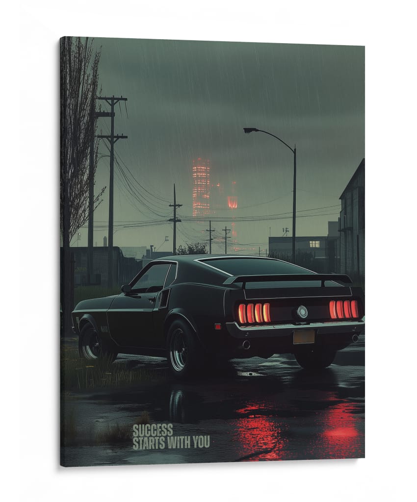 Nostalgia en la Lluvia — Ford Mustang Boss 302 Clásico - Sae Art | Cuadro decorativo de Canvas Lab