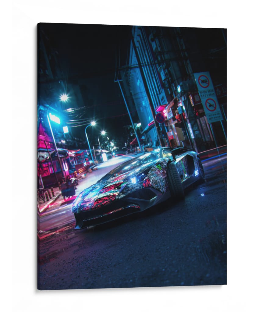 Grafiti Neón – Lamborghini Aventador - Sae Art | Cuadro decorativo de Canvas Lab