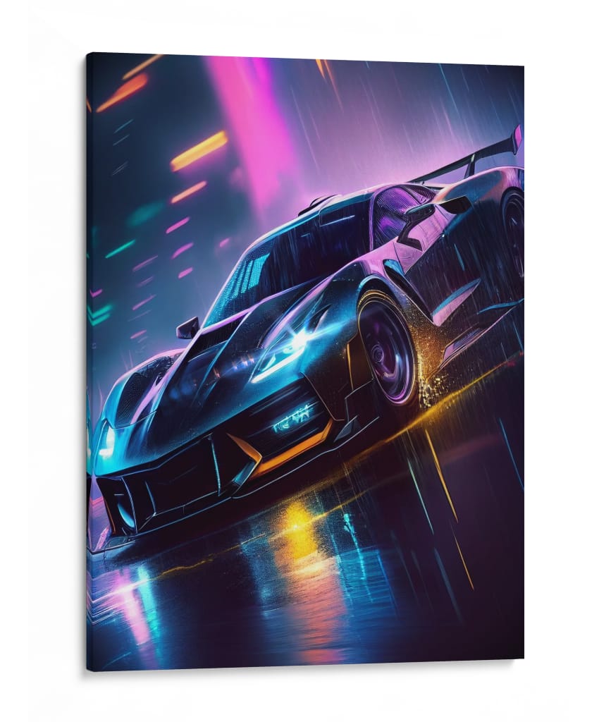 Neon Rain Corvette - Sae Art | Cuadro decorativo de Canvas Lab