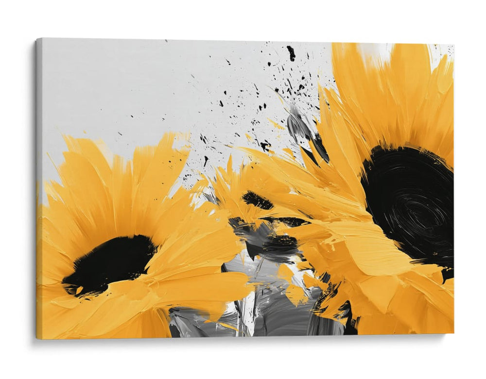 Primer plano de girasoles en fondo neutro - DIEGO D L | Cuadro decorativo de Canvas Lab