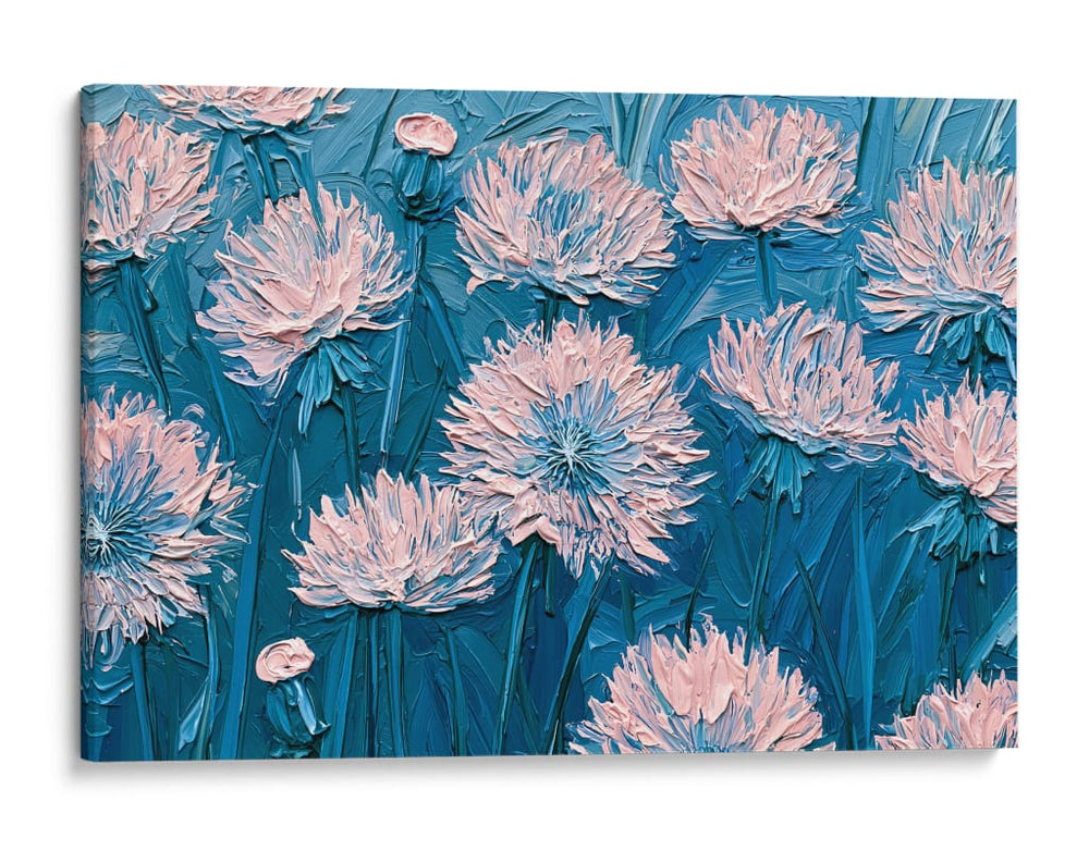 Flores rosas con fondo azul - DIEGO D L | Cuadro decorativo de Canvas Lab