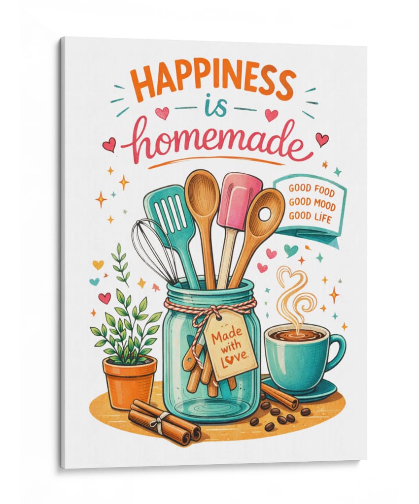 La felicidad en la cocina es casera. - Vicky Hanggara | Cuadro decorativo de Canvas Lab