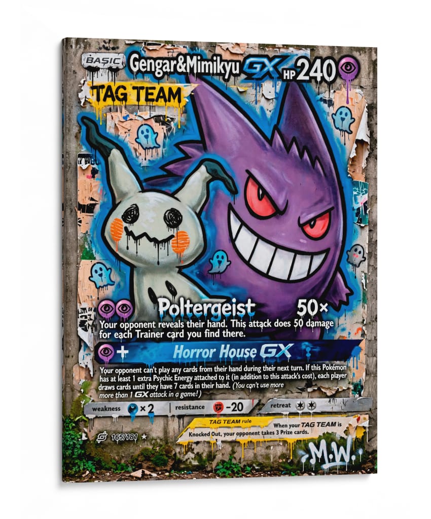 Gengar y Mimikyu GX Graffiti - MW | Cuadro decorativo de Canvas Lab
