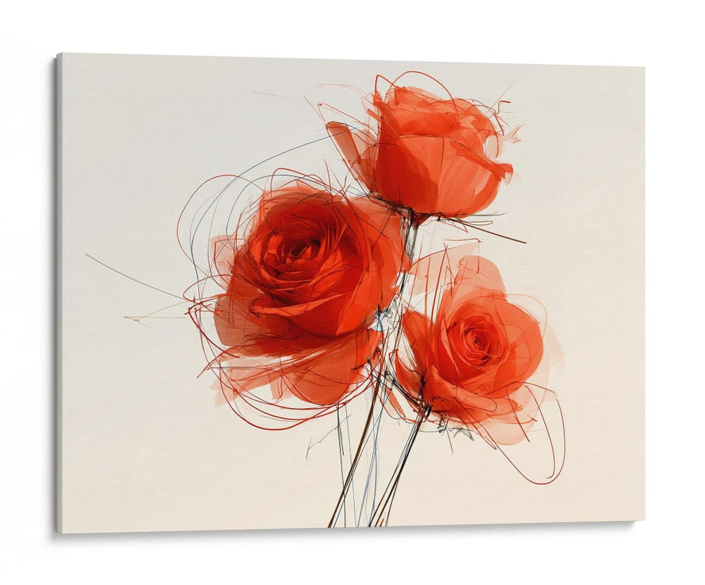 Rosas rojas en dibujo - DIEGO D L | Cuadro decorativo de Canvas Lab