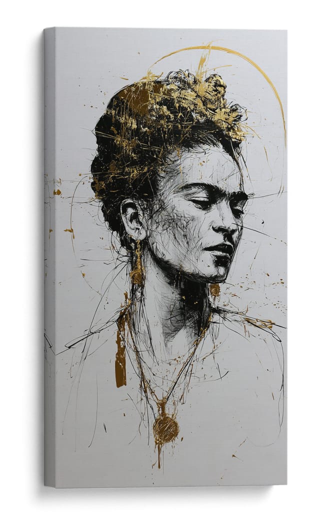 Frida en tinta dorada - DIEGO D L | Cuadro decorativo de Canvas Lab