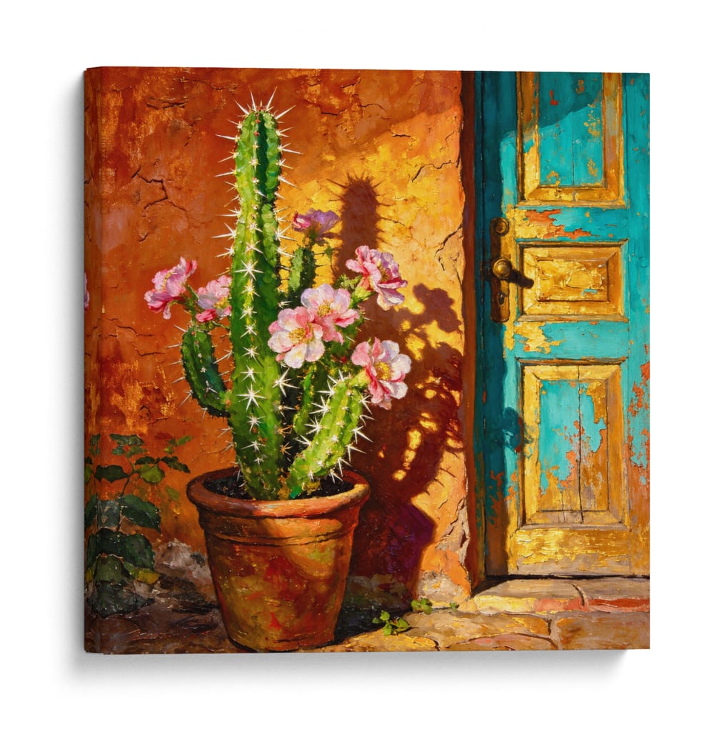 Cactus y Puerta Durante la Hora Dorada - Toddmann | Cuadro decorativo de Canvas Lab