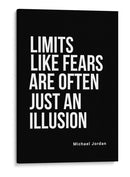 Os limites, assim como os medos, são muitas vezes apenas uma ilusão – Frase motivacional de Michael Jordan - Vicky Hanggara | Cuadro decorativo de Canvas Lab