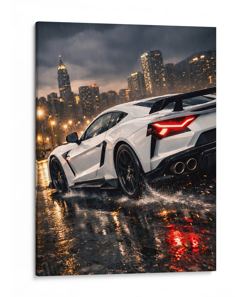 Edição de corrida Supercarro Branca - Vicky Hanggara | Cuadro decorativo de Canvas Lab