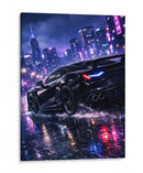 Paisagem urbana Carro preto Neon - Vicky Hanggara | Cuadro decorativo de Canvas Lab