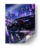 Paisagem urbana Carro preto Neon - Vicky Hanggara | Cuadro decorativo de Canvas Lab