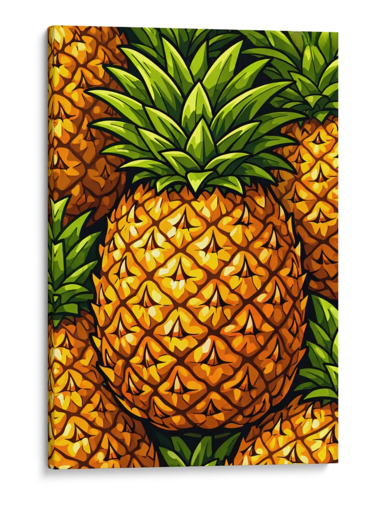 Ilustração vibrante de um padrão tropical de ananás - Vicky Hanggara | Cuadro decorativo de Canvas Lab